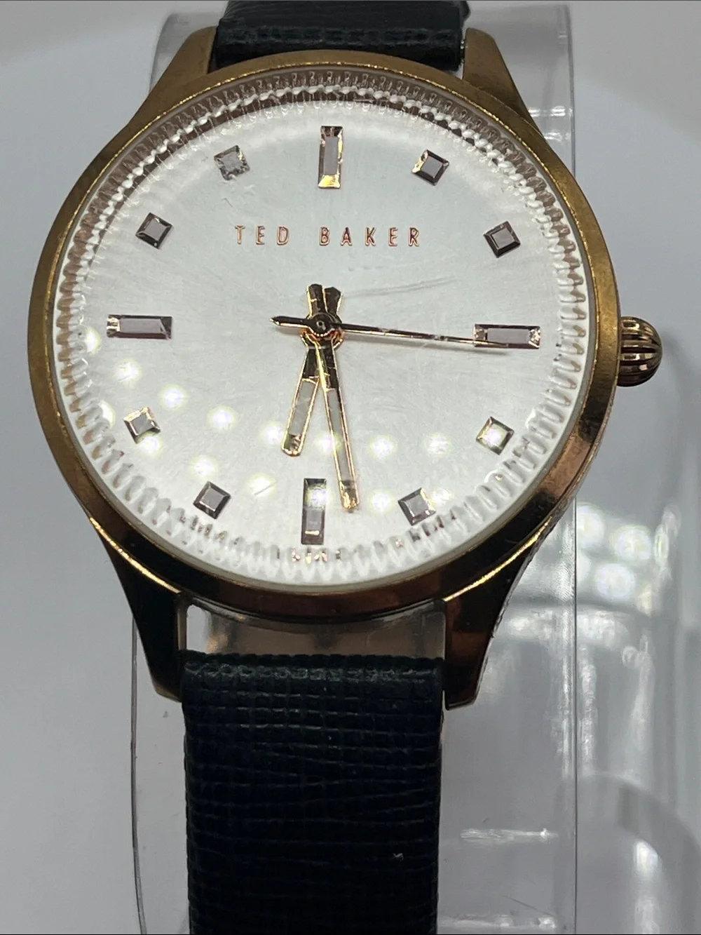 Ted Baker Gold-Tone Case White Dial Watch with Black Strap 31mm